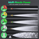 VECUKTY Electric Pressure Washer,3700 PSI Max 2.5 GPM Power Washer with 35FT Cord,20FT Hose,4 Quick Nozzles,Foam Cannon for Car Garden Patio