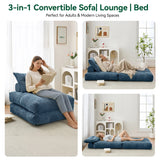 BEHOST 86" Large Futon Sofa Bed for Adults, 3-in-1 Convertible Folding Chair Bed Sleeper Chair, Navy