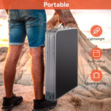 Vecukty Portable Camping Table Set - Aluminum Kitchen Station w/ Storage, Adjustable Feet & Trash Can, brown