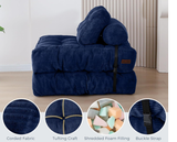 Folding Sofa Bed, 78" Convertible Sleeper Chair with Pillow for Living Room & Bedroom, Blue