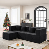 BEHOST 102.5" L Shaped Modular Sectional Sofa with Extra Deep Seats, Cloud Couch for Small Living Room,Teddy Black