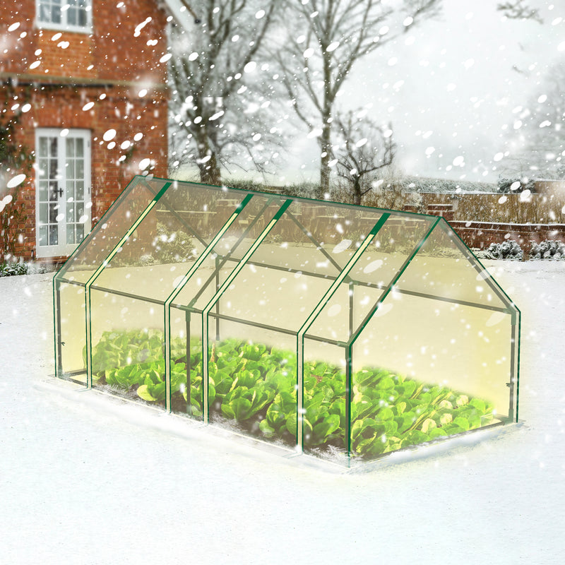 Mini Greenhouse Outdoor, VECUKTY Waterproof Garden Green House with Durable PE Cover & Roll-Up Zipper Door, Heavy Duty Greenhouse Tent for Indoor Outdoor Plants
