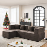 BEHOST 102.5" L Shaped Modular Sectional Sofa with Extra Deep Seats, Cloud Couch for Small Living Room,Teddy Brown