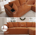 Behost 105" Modular Sectional Sofa for Living Room, Corduroy Cloud Couch for Adults, Red