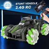 RC Stunt Car with 5G HD 1080P FPV Camera, 2.4Ghz Remote Control Car,Electric Carrier Vehicle Monster Trucks for Kids Adults,Green