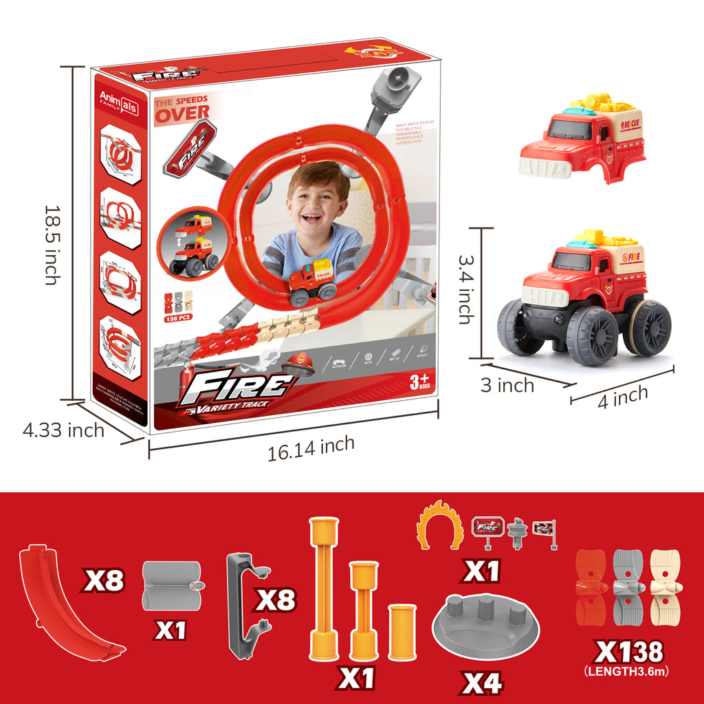 Electric Racing Tracks for Boys and Kids, Race Car Track Sets Gift Toys for Children Over 5+,Red