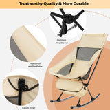 Camping Chair, VECUKTY High Back Rocking Chair 240 lbs Capacity, Heavy Duty Compact Outdoor Portable Folding Rocker Chair for Camping Hiking Gardening Travel Beach Picnic,Beige