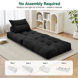 BEHOST 86" Large Futon Sofa Bed for Adults, 3-in-1 Convertible Folding Chair Bed Sleeper Chair, Black