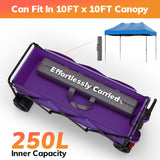 Vecukty 51.2" Large Collapsible Folding Wagon Cart, 560 lbs Load Capacity, Heavy-Duty Steel Frame & Oversized Wheels for Grocery Shopping, Camping, Sports, Moving – Purple