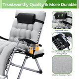 Zero Gravity Chair ,Oversized XXL Ergonomic Patio Recliner Folding Reclining Chair for Indoor and Outdoor,Gray