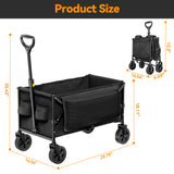 Vecukty Collapsible Wagon Cart , Portable Multifunctional Camping Cart for Camping, Beach, Picnic, Shopping, Black