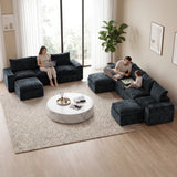 BEHOST 10-Piece Oversize U-Shaped Modular Sectional Sofa, Velvet Cloud Sleeper Couch 3 Movable Ottomans, Oversized Deep Seat Living Room Furniture Set,Dark Gray