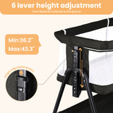 SACVON Baby Bassinet Bedside Sleeper - 6-Height Adjustable Crib to Match Adult Bed, Breathable Mesh Walls, Includes Mattress & Storage Basket, Black