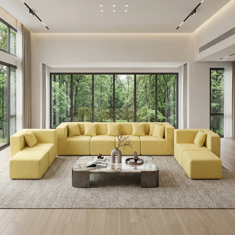 BEHOST 202.5" Sectional Sofa Set for Living Room, 8 Modules Flexible Combination, Sunshine Yellow