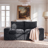 BEHOST 75" Modular Loveseat Sectional Sofa，Velvet Cloud Sleeper Couch for Living Room & Small Spaces，Dark Gray