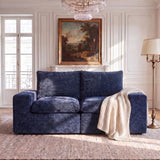 BEHOST 75" Modular Loveseat Sectional Sofa，Velvet Cloud Sleeper Couch for Living Room & Small Spaces，Navy Blue
