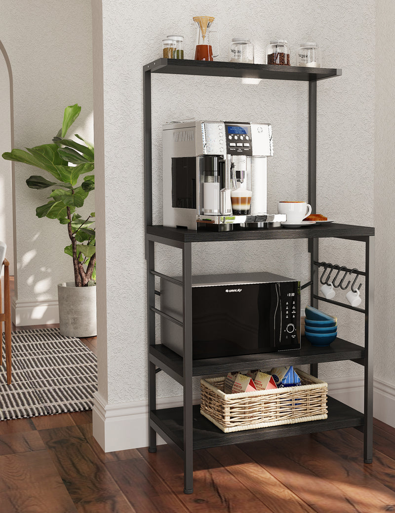 Monvane Kitchen Baker's Rack Storage Shelf Microwave Cart Oven Stand Coffee Bar,Black