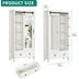 Tall Storage Cabinet with Full Length Mirror, Rustic Wooden Cabinet with Doors and Drawers, 5-Shelf Organizer for Living Room, Kitchen, Laundry, White Oak