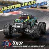 Vecukty 1:16 Scale High Speed Remote Control Car，40 KPH High Speed，All Terrain 4WD Off-Road Truck with 2.4 GHz Remote Control & 2 Batteries ，Gift for Adults Boys，Green