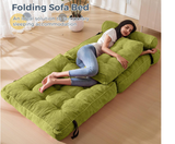 Folding Sofa Bed, 86" Convertible Sleeper Chair with Pillow for Living Room & Bedroom, Green