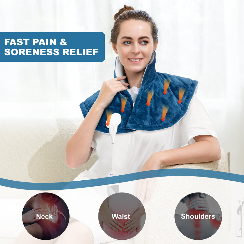 Heating Pad for Neck and Shoulder Pain Relief, Electric Heating Pad for  Neck and Cramps Relief, Heated Neck Shoulder Wrap with Auto Turn Off, 4  Heat