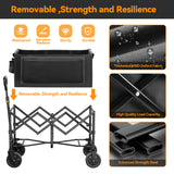 Vecukty Collapsible Wagon Cart , Portable Multifunctional Camping Cart for Camping, Beach, Picnic, Shopping, Black