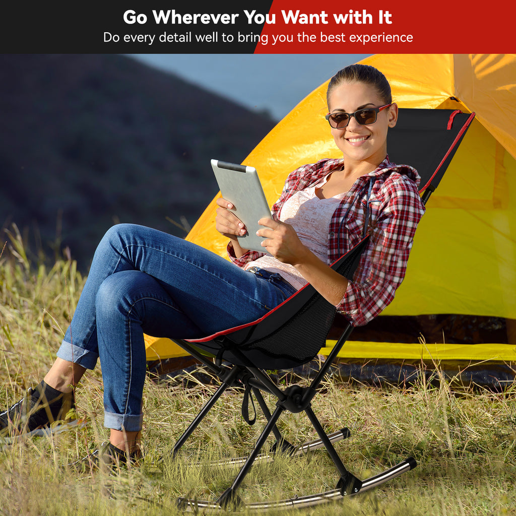 Camping Chair, VECUKTY High Back Rocking Chair 240 lbs Capacity, Compa ...