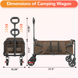 Collapsible Camping Wagon, Vecukty Portable Foldable Cart with All Terrain Solid Wheels, Heavy Duty Folding Utility Grocery Wagon with 150lbs, for Shopping,Sports,Fishing,Beach,Garden,Black