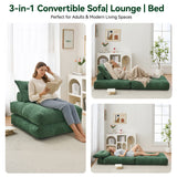 BEHOST 86" Large Futon Sofa Bed for Adults, 3-in-1 Convertible Folding Chair Bed Sleeper Chair, Green