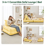 BEHOST 86" 4 Pack Large Futon Sofa Bed for Adults, 3-in-1 Convertible Folding Chair Bed Sleeper Chair, Sunshine Yellow