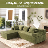 105" Modular Sectional Sofa, Modern L-Shape Upholstered Couches with Deep Seat & Four Pillows & Two Bolsters for Living Room, No Assembly Required, Green