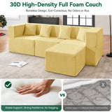 BEHOST 102.5" L Shaped Modular Sectional Sofa with Extra Deep Seats, Cloud Couch for Small Living Room,Teddy Yellow
