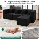 BEHOST 102.5" L Shaped Modular Sectional Sofa with Extra Deep Seats, Cloud Couch for Small Living Room,Teddy Black