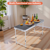 Vecukty Portable Camping Table Set - Aluminum Kitchen Station w/ Storage, Adjustable Feet & Trash Can, brown