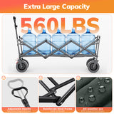 Vecukty 51.2" Large Collapsible Folding Wagon Cart, 560 lbs Load Capacity, Heavy-Duty Steel Frame & Oversized Wheels for Grocery Shopping, Camping, Sports, Moving – Black