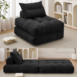 BEHOST 86" Large Futon Sofa Bed for Adults, 3-in-1 Convertible Folding Chair Bed Sleeper Chair, Black