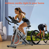 Exercise Bike, TCISA Indoor Cycling Bike with Heavy Flywheel, Free Ultra-Cushy Bike Seat, Silent Belt Drive, LCD Monitor for Home Gym Cardio Workout Training