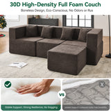 BEHOST 102.5" L Shaped Modular Sectional Sofa with Extra Deep Seats, Cloud Couch for Small Living Room,Teddy Brown