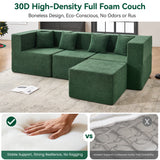 BEHOST 102.5" L Shaped Modular Sectional Sofa with Extra Deep Seats, Cloud Couch for Small Living Room,Teddy Green
