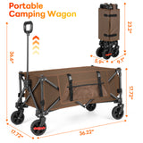 Gathered Collapsible Camping Wagon, Vecukty Portable Foldable Cart, Heavy Duty Folding Utility Grocery Wagon with 150lbs, for Shopping,Sports,Fishing,Beach,Garden,Red