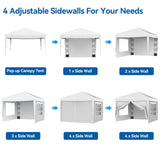 VECUKTY 10 x 10ft Pop up Canopy Tent with Sidewalls, Wheeled Bag, Shelter for Outdoor Shade, White
