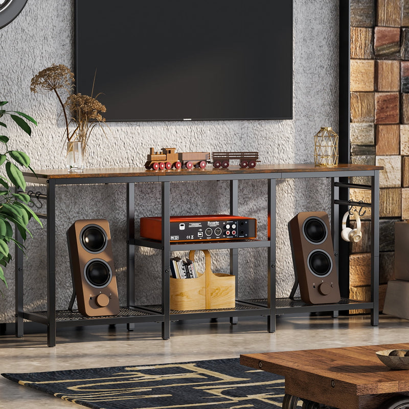 Behost TV Stand for TVs up to 55 Inch, Entertainment Center with Open Storage Shelves, TV Media Console Table with Soundbar Shelf for Living Room, Bedroom, Rustic Brown