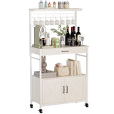 Behost Baker's Racks with Cabinet, Kitchen Adjustable Storage Shelves for Microwave Cart Oven Stand Coffee Bar, White
