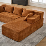 Behost 105" Modular Sectional Sofa for Living Room with Deep Seat, Chenille Cloud Couch for Relaxing, Orange