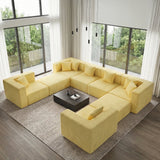BEHOST 202.5" Sectional Sofa Set for Living Room, 8 Modules Flexible Combination, Sunshine Yellow