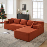 Behost 105" Modular Sectional Sofa for Living Room, Corduroy Cloud Couch for Adults, Red