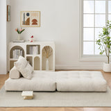 BEHOST 86" Oversized Convertible Sofa Bed Couch for Adults with Supportive Pillow, Cream Beige