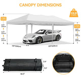 Vecukty 10' x 20' Giant Canopy Tent EZ Pop Up Party Tent Portable Instant Commercial Heavy Duty Outdoor Market Shelter Gazebo with 6 Removable Sidewalls and Carry Bag, White