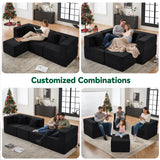 BEHOST 102.5" L Shaped Modular Sectional Sofa with Extra Deep Seats, Cloud Couch for Small Living Room,Teddy Black