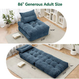 BEHOST 86" Large Futon Sofa Bed for Adults, 3-in-1 Convertible Folding Chair Bed Sleeper Chair, Navy